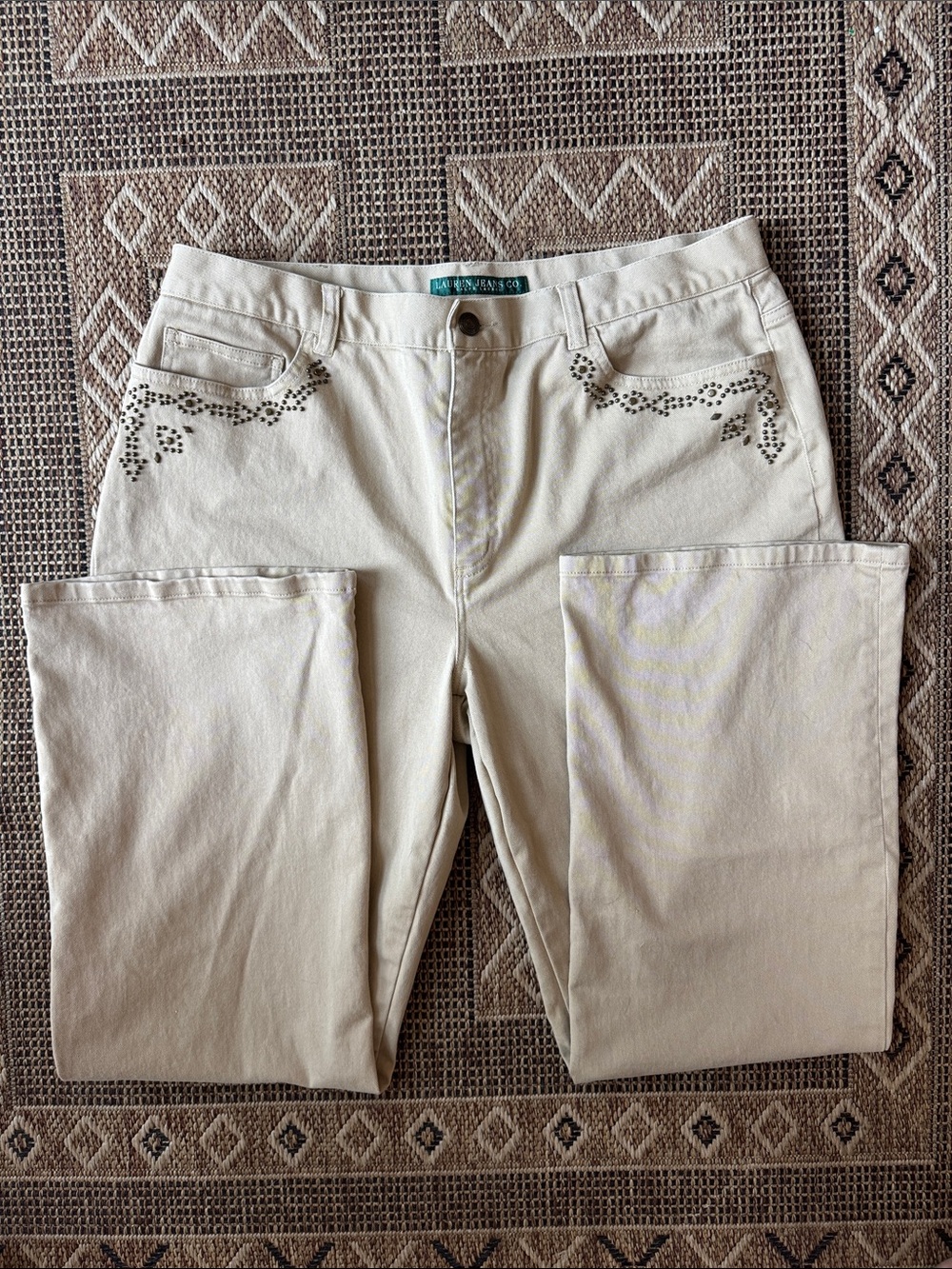 RALPH LAUREN Studded Bootcut Khaki Pants Size 16